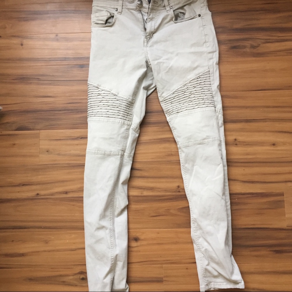 Off white skinny slim moto pants brand new
